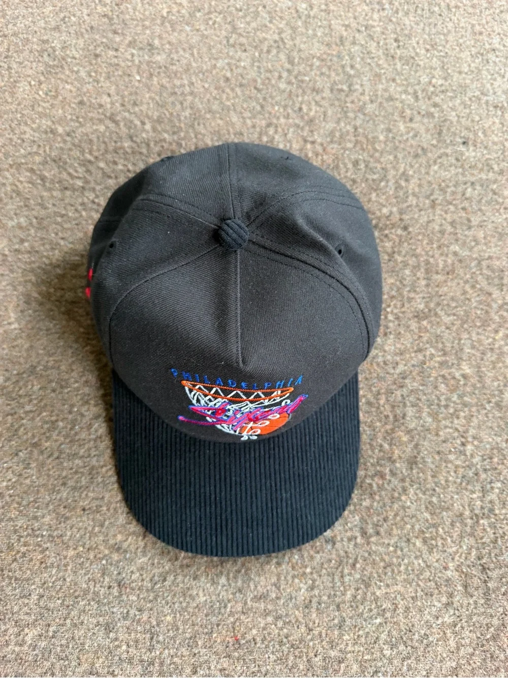 Philadelphia 76ers Black Corduroy Snapback Hat